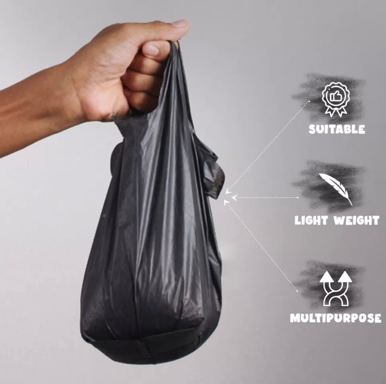 Your Discounted - 1000 Black Plastic Vest Carrier Bags for Grocery’s Material: HDPE Size: 24.5*44*12 cm